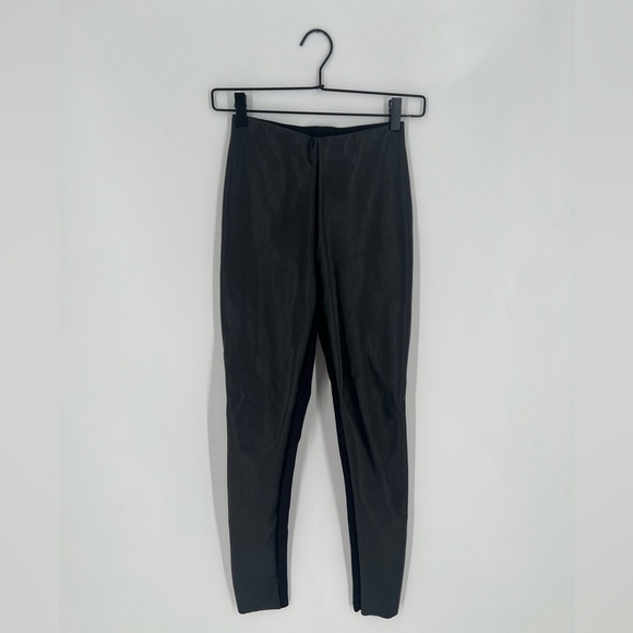 Wolford Jo Two Tone Vegan Leather Bailey Fabric High Waisted Leggings - Picture 2 of 6